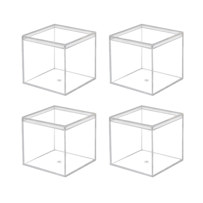 dedoot Clear Acrylic Boxes Small Plastic Square Cube, 4 Pack Small Plastic Storage Box with Lid, 2.2x2.2x2.2 Inch /55x55x55mm Square Clear Containers Box for Candy Pill and Tiny Jewelry - Image 1